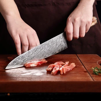NOUL Bucătar Profesionist Cuțit Gyuto Japoneză Damasc de Bucătărie din Oțel Inoxidabil Cuțit Foarte Ascuțit Gătit, cuțite Mâner din lemn