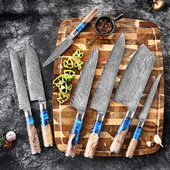 NOUL Bucătar Profesionist Cuțit Gyuto Japoneză Damasc de Bucătărie din Oțel Inoxidabil Cuțit Foarte Ascuțit Gătit, cuțite Mâner din lemn