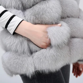 New real blană de vulpe pentru femei vesta din piele de moda de lux gros cald jacheta sacou de culoare solidă vesta de blana pentru femei haina