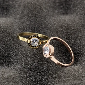 FYSARA Oțel Titan Aur a Crescut de Culoare de Moda DRAGOSTE Cristale Austriece Inel de Aur a Crescut Ring Femei de Nunta Inel de Logodna Cuplu