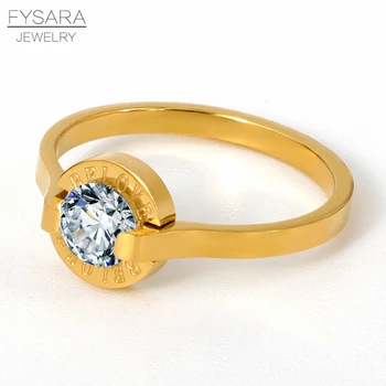 FYSARA Oțel Titan Aur a Crescut de Culoare de Moda DRAGOSTE Cristale Austriece Inel de Aur a Crescut Ring Femei de Nunta Inel de Logodna Cuplu