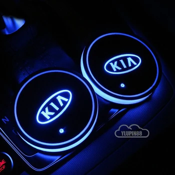1buc USB cu Led-uri Auto Cana de Apa Lumina Mat Logo-ul Auto Lampă Pad Pentru KIA K2 K3 K4 K5 K6 K7 KX5 Sorento 2019 Sportage R Rio Sufletul Gadget-uri