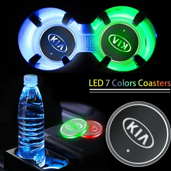 1buc USB cu Led-uri Auto Cana de Apa Lumina Mat Logo-ul Auto Lampă Pad Pentru KIA K2 K3 K4 K5 K6 K7 KX5 Sorento 2019 Sportage R Rio Sufletul Gadget-uri