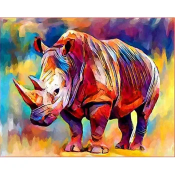 Tablouri De Numere de Rinocer Desen Colorat Ulei de Imagine Pe Panza Cu Cadru de 50x80 Vopsele Acrilice De Numărul de Decor Acasă Arte