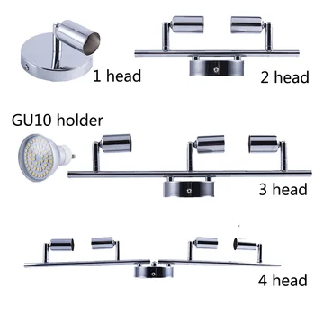 2020 1/2/3/4 cap Rotativ led lumina plafon unghi reglabil prezenta lampă de tavan cu led GU10 bec Camera de zi LED