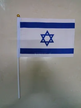De Vânzare la cald 50pcs Mici Israel pavilion 14*21CM Pavilion mână drapelul național cu Polul Predarea steag Israel flag