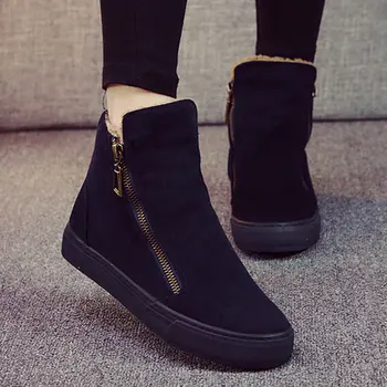 Nou-venit Moda de Iarnă Pantofi pentru Femeie Cizme Glezna din Piele cu Fermoar Lateral Cald Iarna în aer liber Cizme Femei Zapatos De Mujer