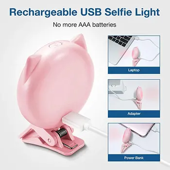 Reîncărcabilă LED Selfie Lumină Inel Clip de pe Inelul de Lumină 3 Luminozitate 32 Becuri Mini USB Umple de Lumină pentru Machiaj Umple Self-timer Lampa