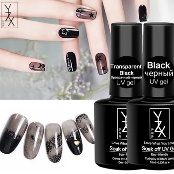YZX 10Ml Negru Transparent Top Coat Nu Șterge 4 Sticle de Bază UV Unghii Gellak Clar lac de Unghii Set Soak Off Email de Design Nail Art