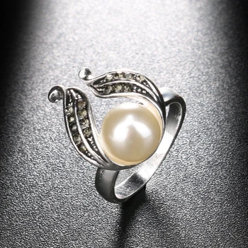 3Pcs Perla Seturi de Bijuterii Pentru Femei de Argint de Culoare Hollow Out Picătură de Apă Colier, Cercei Si Inel Vintage Nunta Bijuterii Set