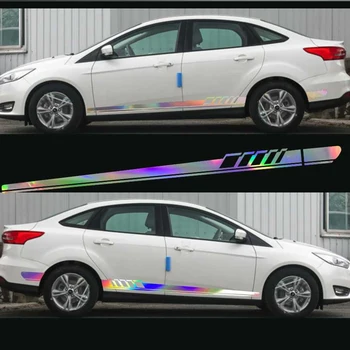 2 buc Auto Stripe Decal Laser Reflectorizante Grafică Atât Partea Corpului de Vinil Autocolant Decal Sport de Curse Masina de Curse Lungi Dungă Decalcomanii