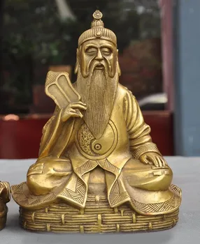 Decor de nunta Chineză Alamă Templu Taoist SanQing RuYi Yuanshi Senior 3 Dumnezeu Tianzun Statuie Set