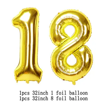 Amawill Sărbători 18 Decoratiuni Partid Pentru Black Fericit Ziua de nastere Banner Aur Număr de 18 Baloane Folie Latex Confetti Globos