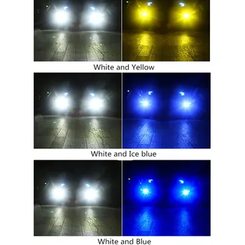 2 buc H8 H9 H11 Mașină de Ceață de Conducere Lumină HB3 9005 9006 HB4 H27 880 881 Bec Lampa LED 80W Alb Albastru Galben Culoare Dual 12V