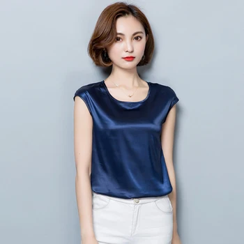 2020 Femei Casual OL Bluză de Mătase de Vară Liber de Bază Satin Cămașă de Uzura de Muncă Blusas Feminina Topuri Tricouri Plus Dimensiune Topuri de moda 5XL