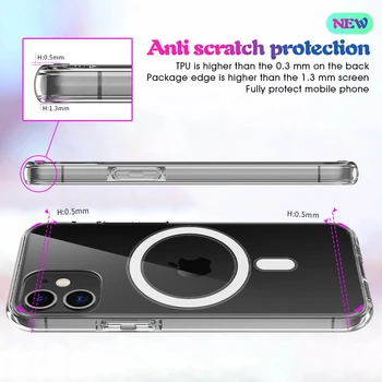 Acrilic transparent Înapoi Caz pentru iPhone 12 Pro Max Mini lucrează pentru Magsafe de Încărcare Wireless Picătură Pungă de Protecție 11 X XS XR Acoperi