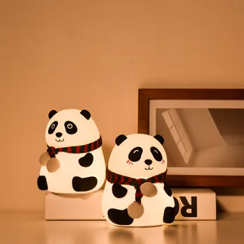 Panda minunat LED Lumina de Noapte Silicon Senzor Tactil Pentru Copii copii Copii 7 Culori 2 Moduri USB Reîncărcabilă Lampă de Noapte