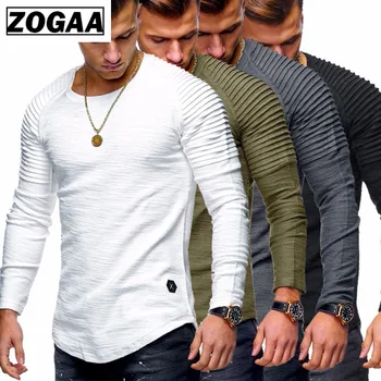 ZOGAA Nou Brand de Moda de Primăvară O-Neck Slim Fit Streetwear Maneca Lunga Tricou Barbati Casual Mens T-Camasa Slim Fit Solid Tricouri