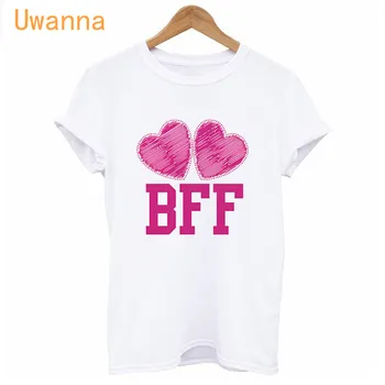 Cel mai bun prieten al Imprimate Grafic Tricouri Femei BBF litera T-Shirt Mâneci Scurte O-Gât Moda Tricou Casual Alb Topuri Tee de sex Feminin