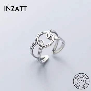 INZATT Real Argint 925 Geometrice Rotunde Inel Reglabil Pentru Femeie Partid Bijuterii Fine Minimalist ol Linie de Accesorii