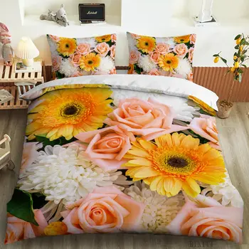 Bailipromise 3D flori Colorate carpetă acopere fular set de lenjerie de pat set full size single /duble/regina/regele set de lenjerie de pat de lux