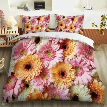 Bailipromise 3D flori Colorate carpetă acopere fular set de lenjerie de pat set full size single /duble/regina/regele set de lenjerie de pat de lux