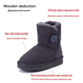 HABUCKN noi Australian de Lemn catarama din Piele Fete de Moda de Iarnă Cizme de Zapada Pentru copii de Iarna Cald copil Pantofi amurg