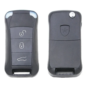 3 Butoane Flip Key Remote Shell Caz Fob pentru Porsche Cayenne Netăiat HU66 Lama