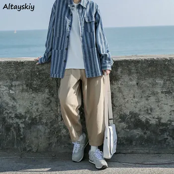 Pantaloni Femei Minimalist Solid Simplu Japoneză Preppy Unisex Adolescenti Largi Picior Pantaloni Toate-meci de zi cu Zi Moale Liber Feminin, Chic, Pantaloni