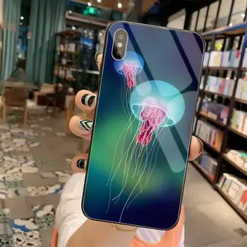 Meduze colorate subacvatice Telefon Capacul din Sticla Temperata Pentru iPhone 11 XR Pro XS MAX 8 X 7 6S 6 Plus SE 2020 caz