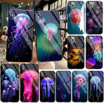 Meduze colorate subacvatice Telefon Capacul din Sticla Temperata Pentru iPhone 11 XR Pro XS MAX 8 X 7 6S 6 Plus SE 2020 caz