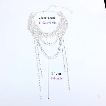 StoneFans Populare Ciucure Lung Stras Cravată Colier Feminin Cristal Multistrat Coliere Lanț De Petrecere Accesorii Bijuterii