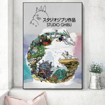 Anime-Ul Japonez Hayao Miyazaki Desene Animate Postere Si Printuri Spirited Away Panza Pictura Decor De Perete De Arta Imagine Pentru Camera De Zi