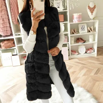 Moda haina de Iarna femei Faux Blana Gilet Vestă fără Mâneci Vestă de Corpul mai Cald Sacou Haina Uza chaquetas mujer 2019