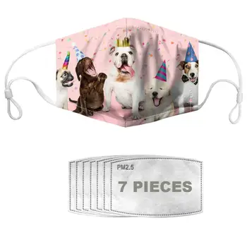 NOISYDESIGNS Câini Drăguț Măști de Gura Cu 7pcs Filtre Copii Adulti Jumătate Facial Masca Tissus Lavable Refolosibile Lavabile Tapabocas