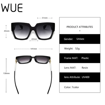 WUE Pătrat Supradimensionat ochelari de Soare pentru Femei Brand de Lux 2019 Nou Designer de Gradient de Ochelari de Soare Mari Cadru de Epocă Ochelari de UV400