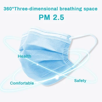 Mască de unică folosință Medicale Mască de Unică folosință Non-țesute Gura Masca Non împletit 3 Straturi Straturi Mască cu Filtru Respirabil Earloops Măști