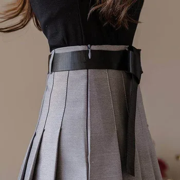 Talie mare pentru Femei Mini-Fuste Plisate O-linie Birou de Moda Japoneză uniformă școlară Lady Slim Subțire Fermoar Fusta Scurta de sex Feminin