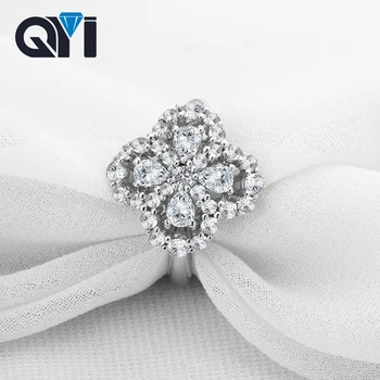 QYI Patru Frunze de Frunze de Trifoi Inele Argint Masiv 925 Simulate de Logodna cu diamant Inele de Nunta pentru Femei Inel Cadou Bijuterii de Moda
