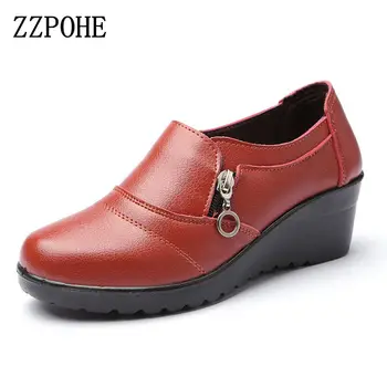ZZPOHE Toamna noua moda aluneca pe femei, pantofi cu toc inalt pentru Femei PU Piele pantofi de Lucru Mama confortabil Pantofi de Nunta
