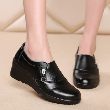ZZPOHE Toamna noua moda aluneca pe femei, pantofi cu toc inalt pentru Femei PU Piele pantofi de Lucru Mama confortabil Pantofi de Nunta