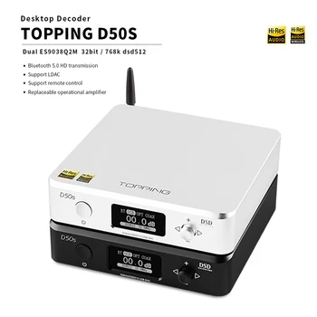 TOPPING D50S D50 Hifi DAC USB ES9038Q2M XMOS XU208 Bluetooth Decodor Amp DSD Optice Caoxial de intrare pe 32 de biți 768Khz Amplificator Audio