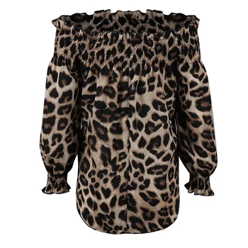 Femei Leopard Print Cu Maneci Lungi De Pe Umăr Bluze Femeie Petrecere Clubul Doamnelor Bluza Casual De Vara Topuri Haine De Sex Feminin De Vânzare Fierbinte