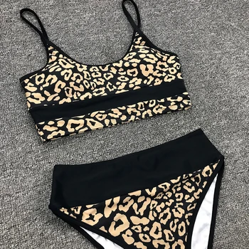 Vintage leopard de imprimare de costume de baie femei Brazilieni push up costume de baie femei talie Mare set de bikini Brazilian de vară costum de baie biquini