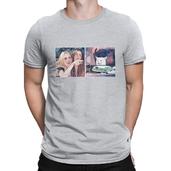 Amuzant tricou barbati urât Femei furioase Striga La Confuz Pisica La Masa Bărbați T-Shirt de Înaltă calitate bumbac t-shirt XS-3XL