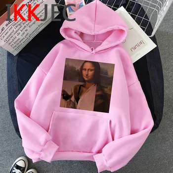 Mona Lisa hoodies femei y2k estetice grafic grunge Supradimensionate de sex feminin hoody îmbrăcăminte Ulzzang plus dimensiune