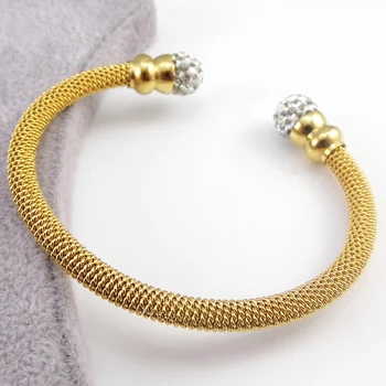 Din Oțel inoxidabil Moda Bijuterii Stras Ball Bratari & Brățări Pentru Femei, Aur, Rose de Aur/ Oțel Brățări bijuterii