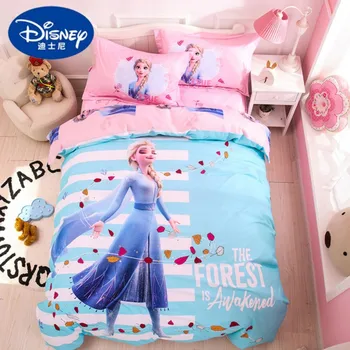 Disney Bumbac Printesa Frozen Elsa Anna Set de lenjerie de Pat Twin, Pat matrimonial Set pentru Copii Fete Carpetă Acopere Seturi de nr Flatsheet Cadou