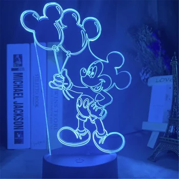 Desene animate Disney 3D Lumina de Noapte Minnie Mickey Mouse Acrilice Atinge Lumina iluzia 3D Lampa de Masa Decorativa Lampa Copil Cadou