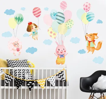 60*90cm Mare de Animale Drăguț Balon Autocolante de Perete pentru Camere de Copii Decor Dormitor pentru Copii Desene animate Tapet Camera pentru Copii Decor